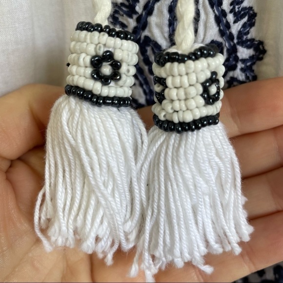 Calypso St Barth Embroidered Pleated Beaded Long Sleeve Tunic Beachy Coastal Top - Picture 7 of 13